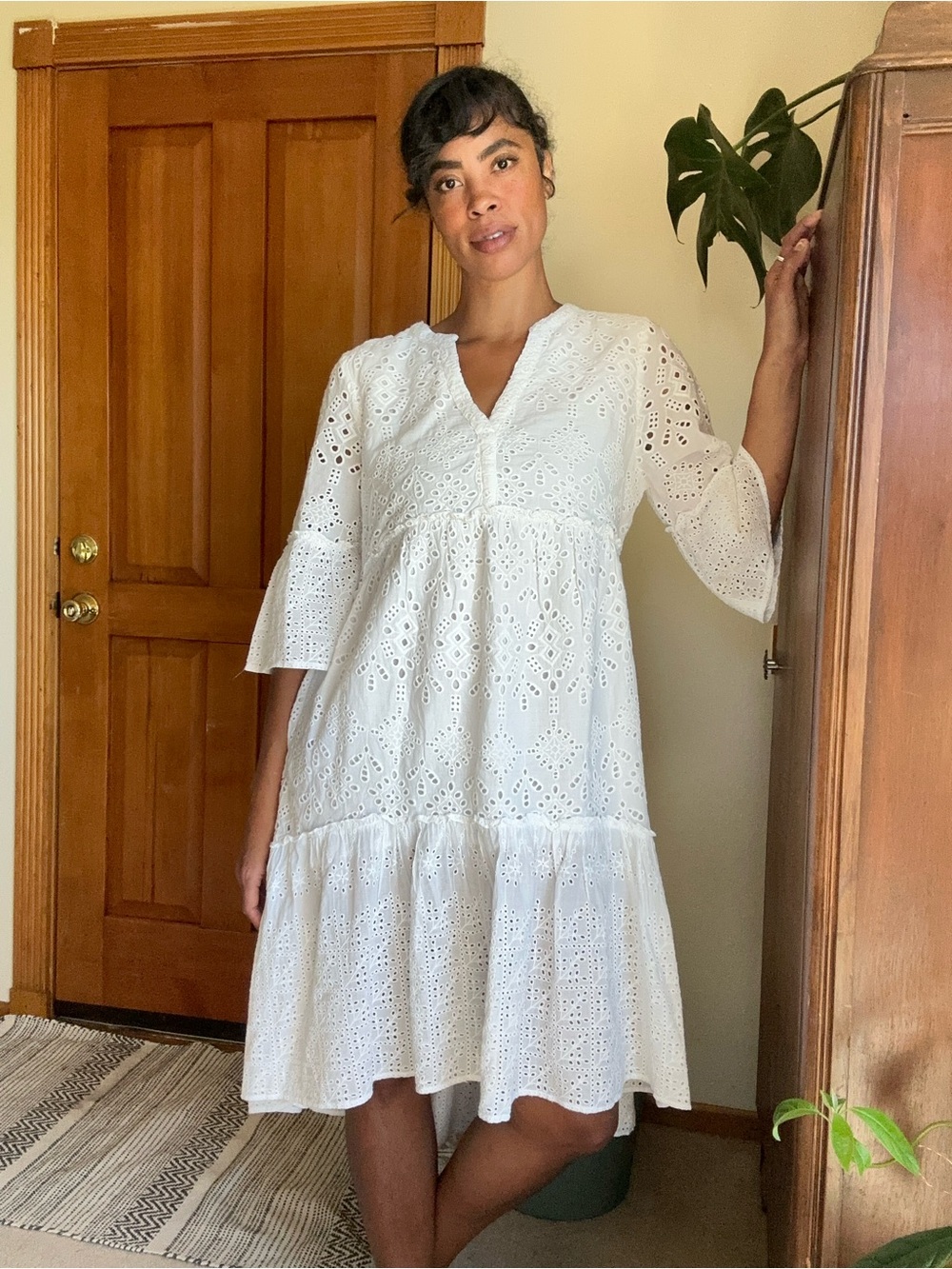 Sundance White Eyelet Tiered Dress